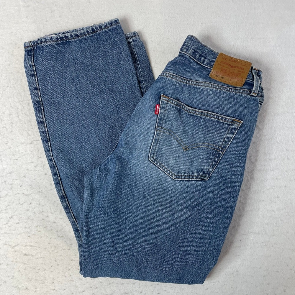 Levi's 501 '90s Jeans Womens Blue Straight Leg Distressed Denim